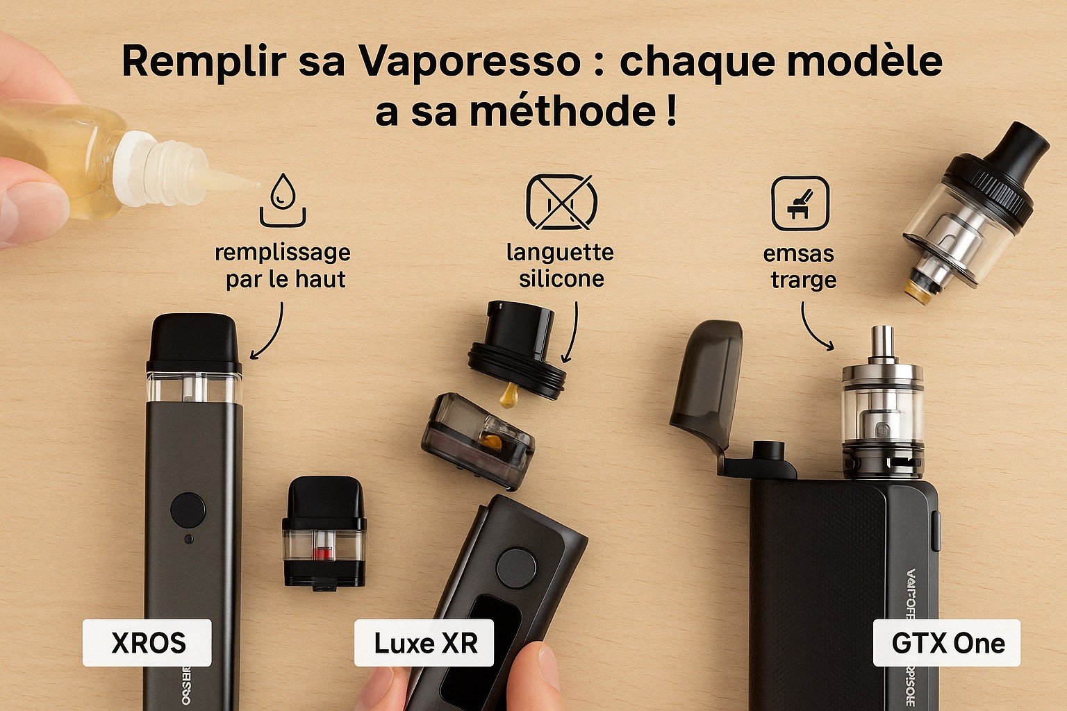 comment remplir une cigarette électronique vaporesso